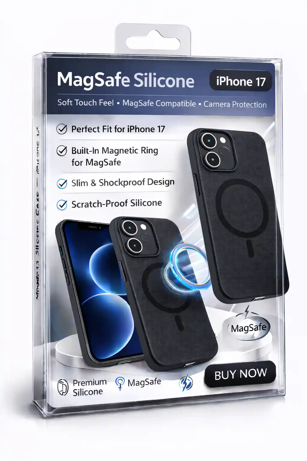  MagSafe Silicone Case For iPhone 17 Black