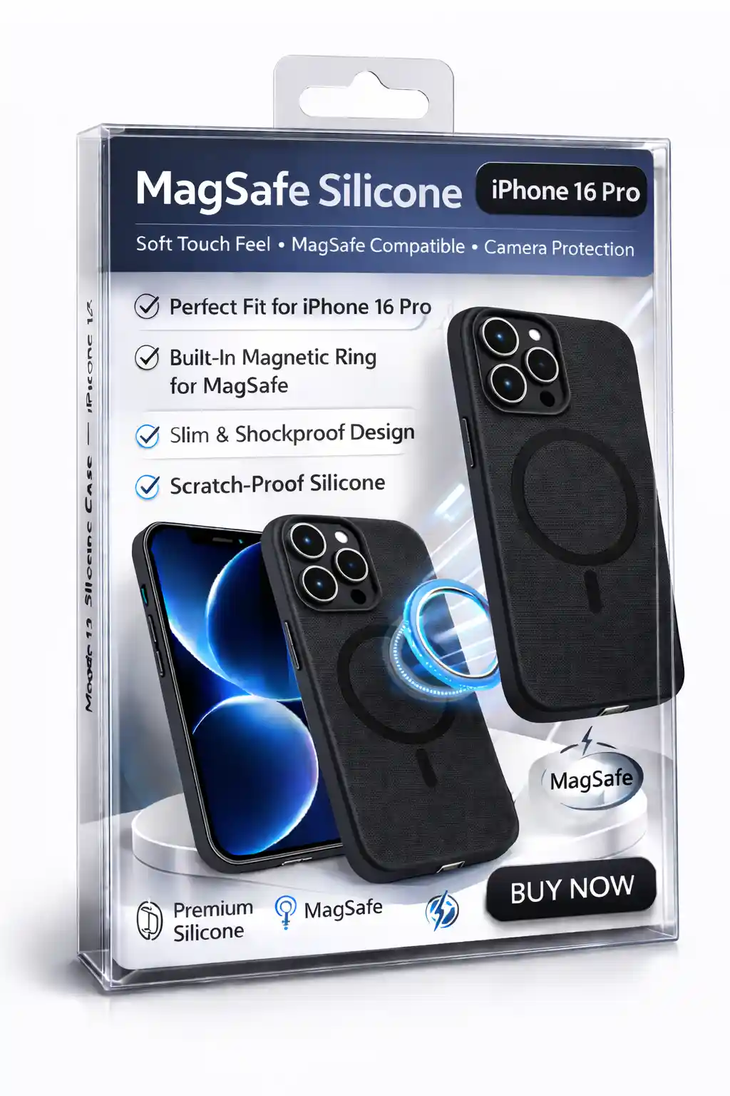  MagSafe Silicone Case For iPhone 16 Pro Black