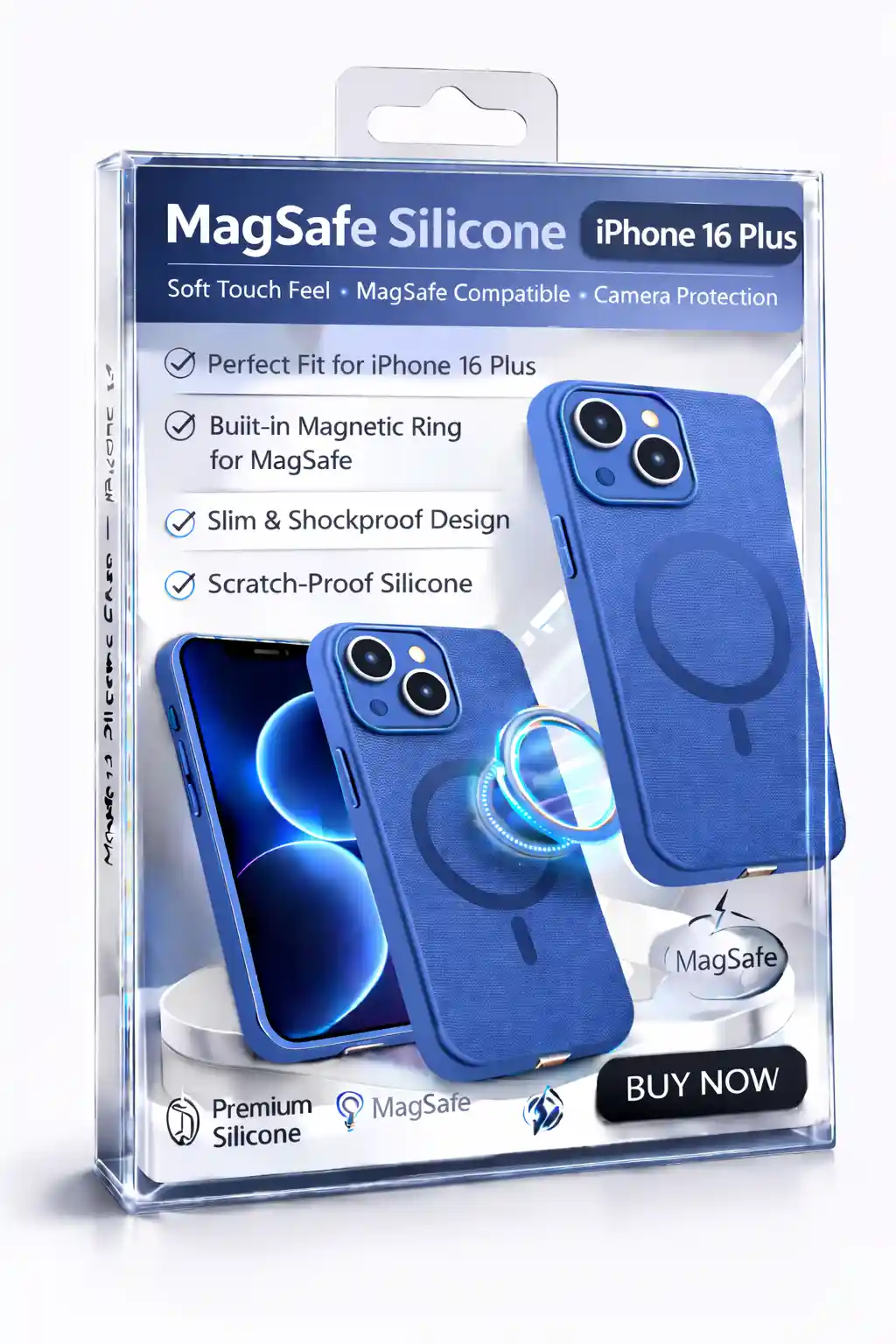  MagSafe Silicone Case  For iPhone 16 Plus Blue