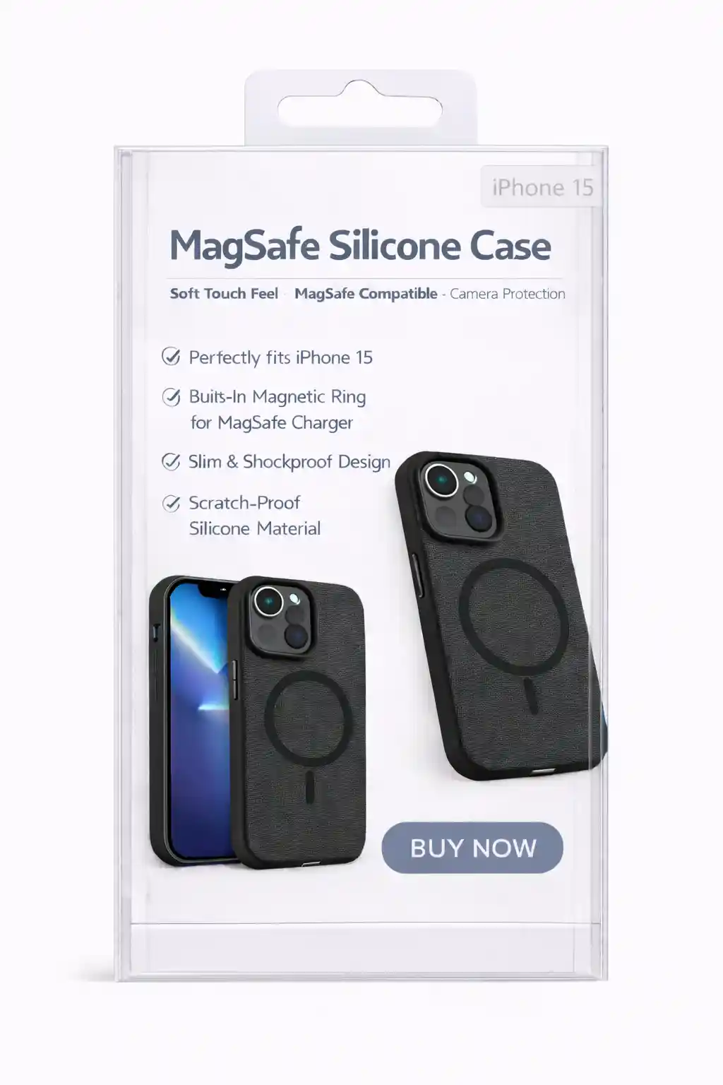  MagSafe Silicone Case For iPhone 15 Black