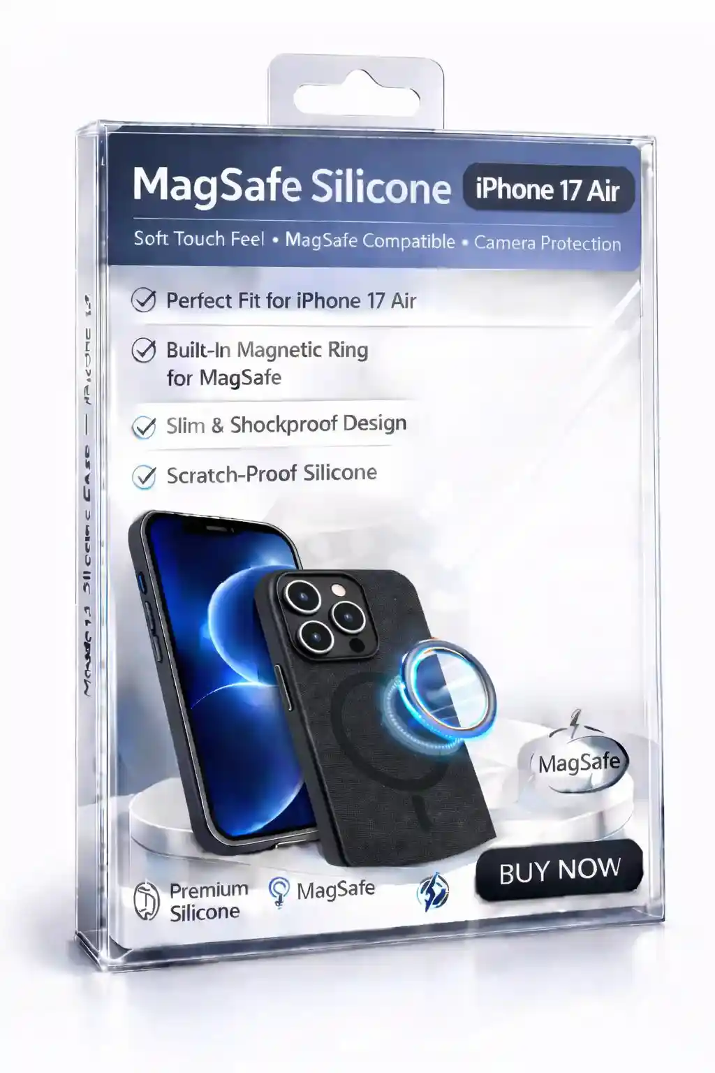  MagSafe Silicone Case For iPhone 17  Air Black