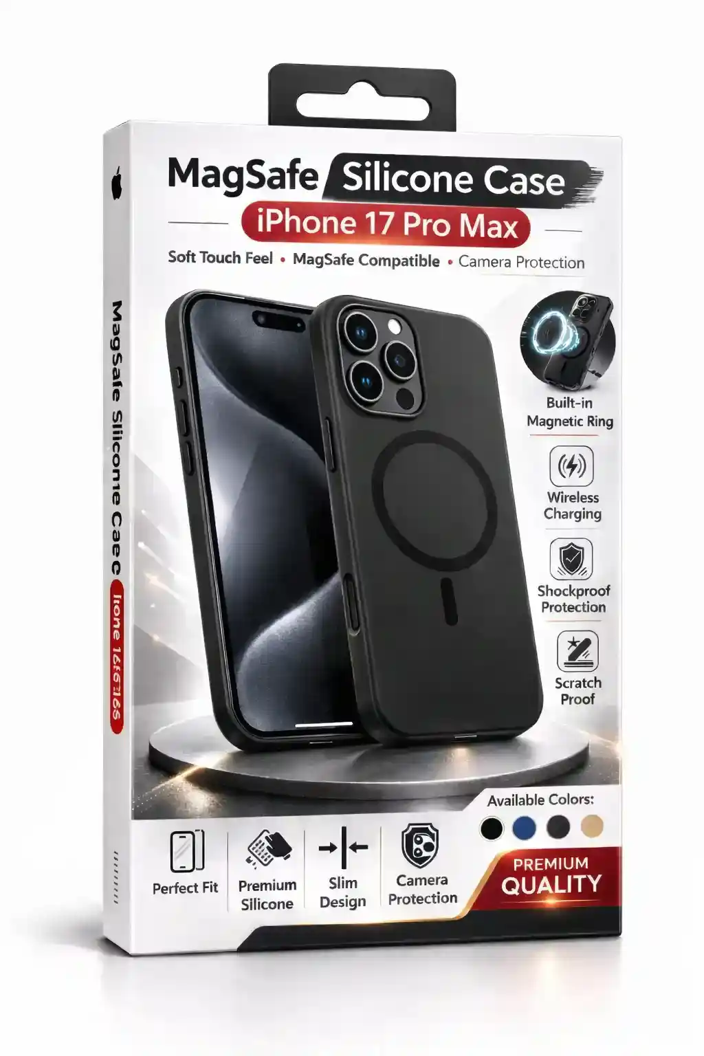  MagSafe Silicone Case For iPhone 17 Pro Max Black