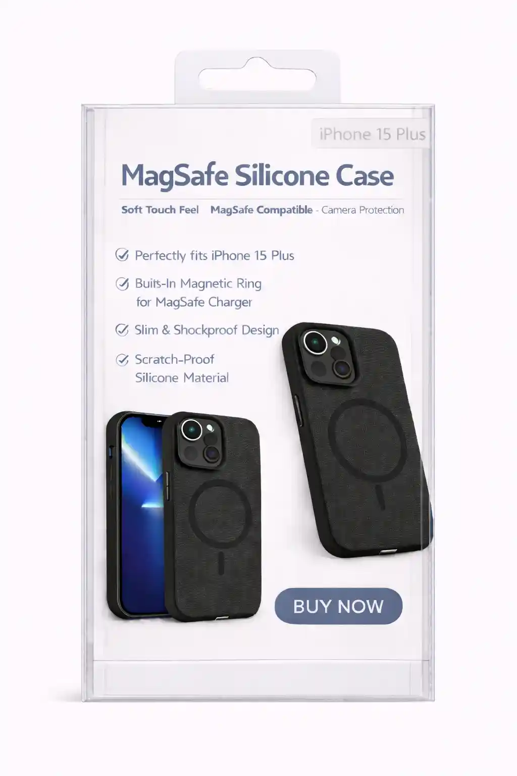  MagSafe Silicone Case For iPhone 15 Plus Black
